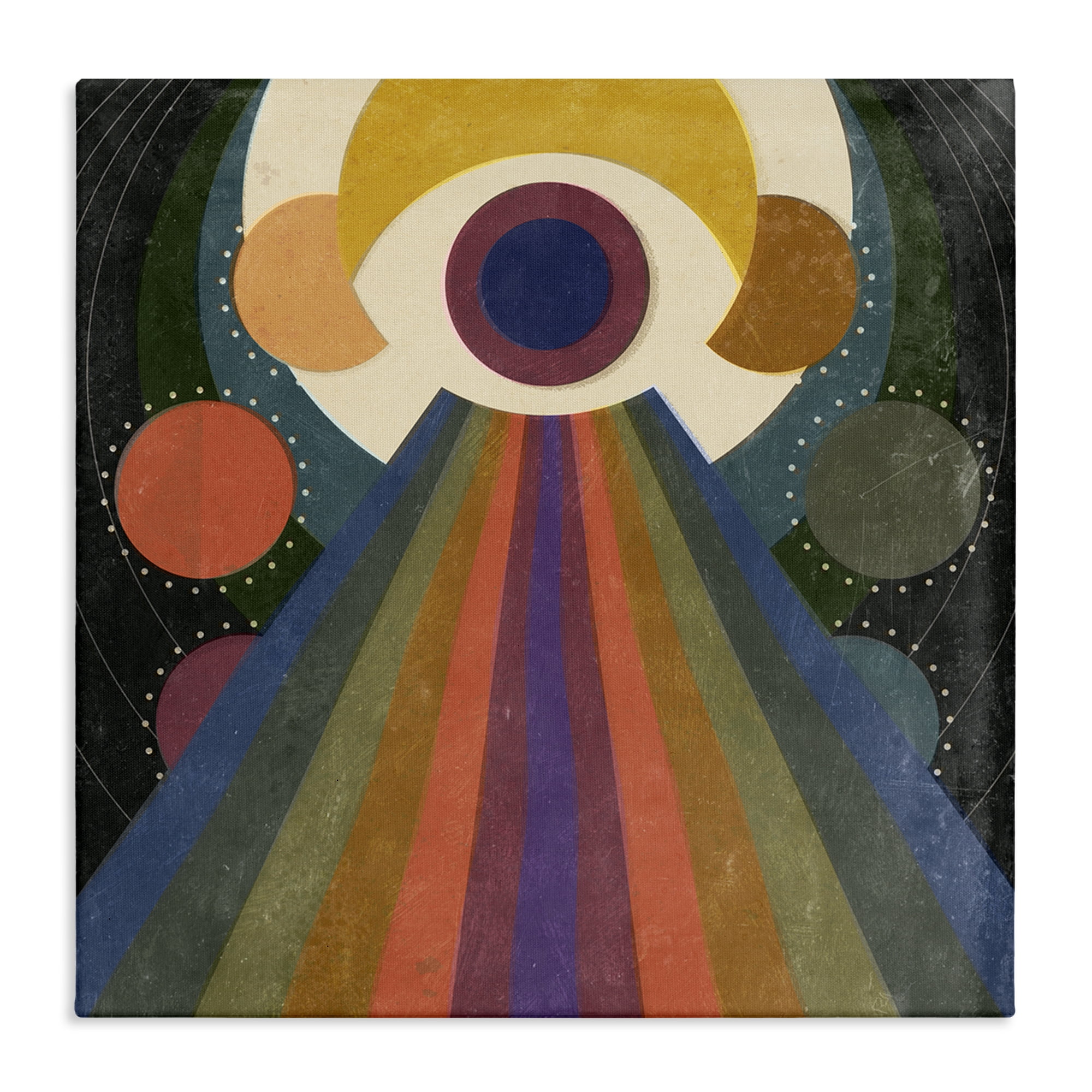 Stupell Industries Spiritual Eye with Rays Abstract Painting Wrapped Canvas Art Print Wall Art, 17 x 17