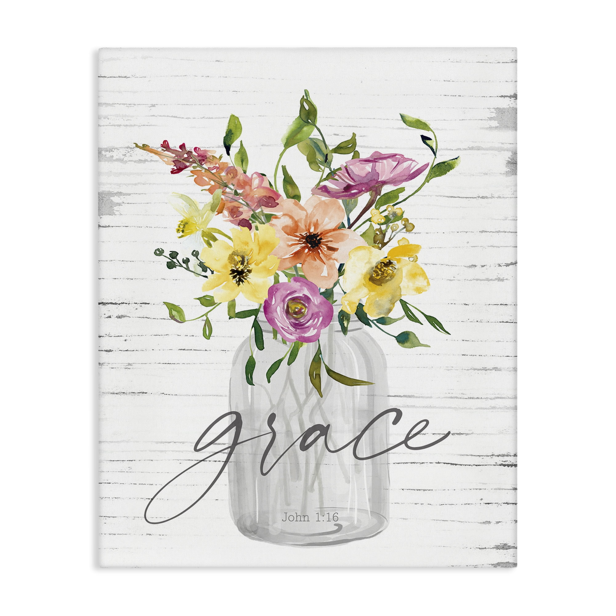 Stupell Industries Spiritual Grace Bouquet Religious Painting Gallery Wrapped Canvas Art Print Wall Art, 24 x 30