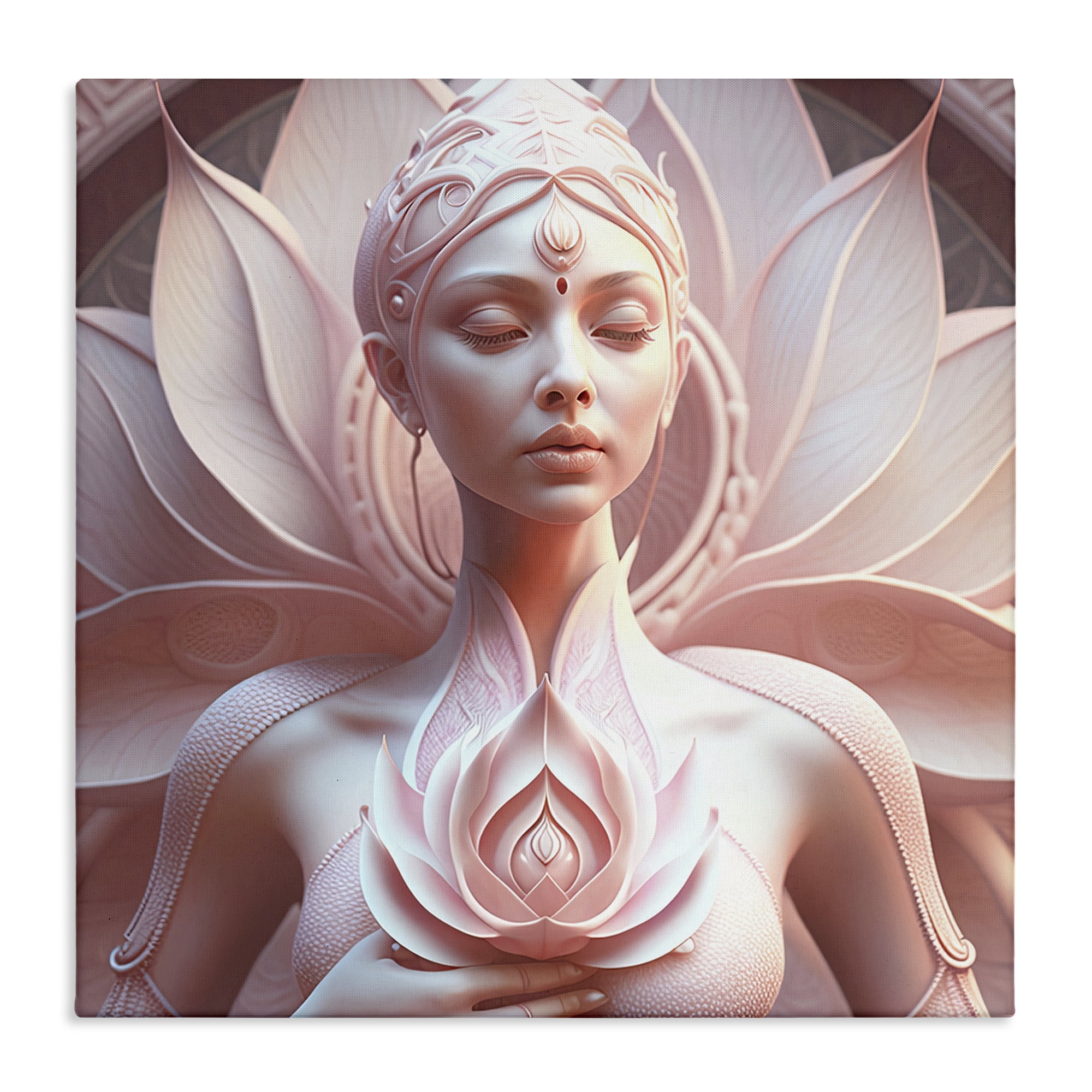 Stupell Industries Spiritual Lotus Woman Statue People Painting Wrapped Canvas Art Print Wall Art, 24 x 24