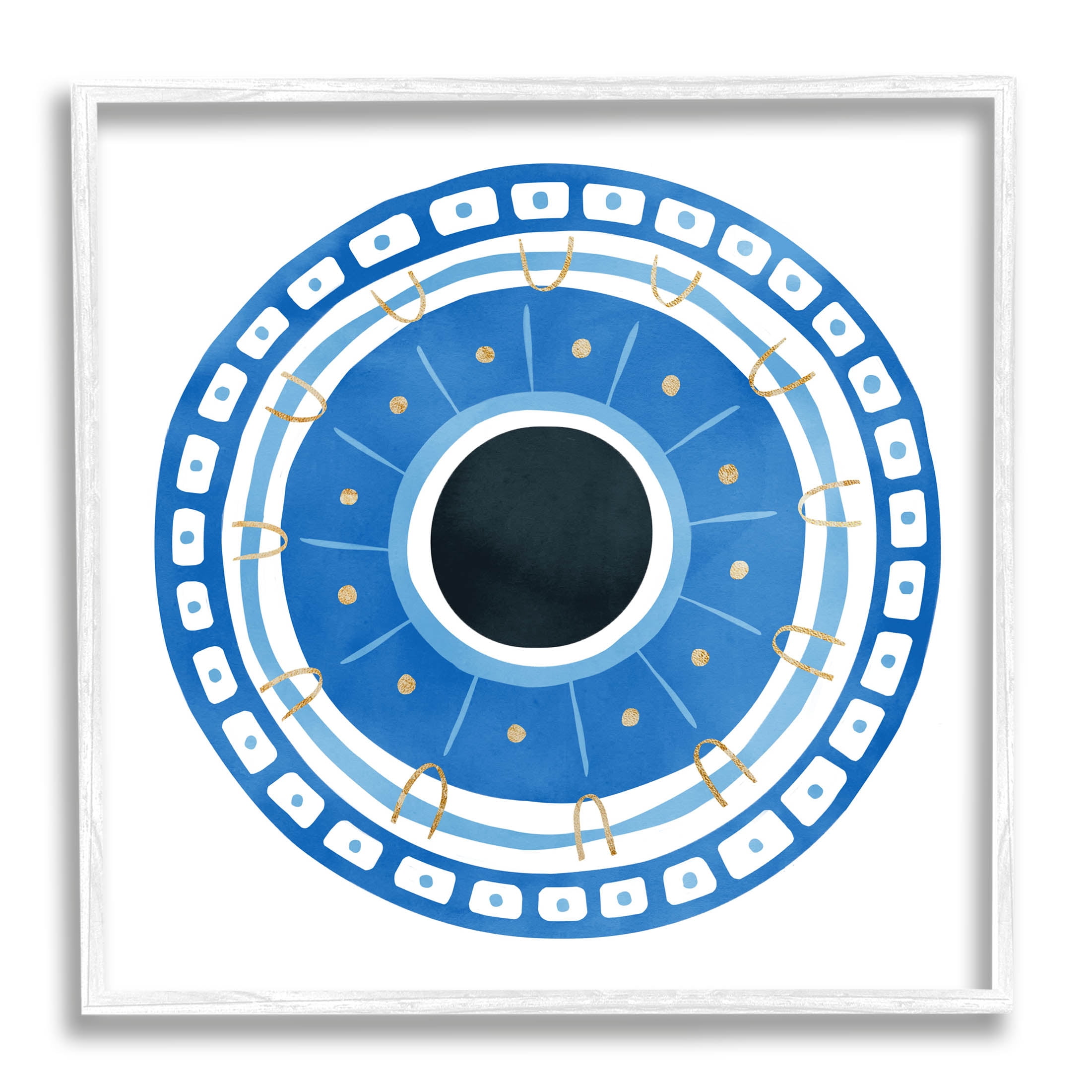 Stupell Industries Spiritual Mati Evil Eye Blocked Pattern Graphic Art White Framed Art Print Wall Art, Design by Ziwei Li