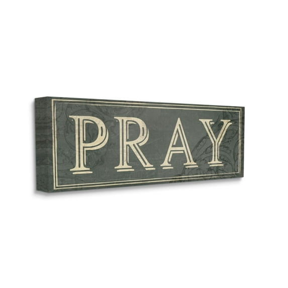 Stupell Industries Spiritual Pray Text Green Regal Vine Detailing Design by Milli Villa, 17" x 40"