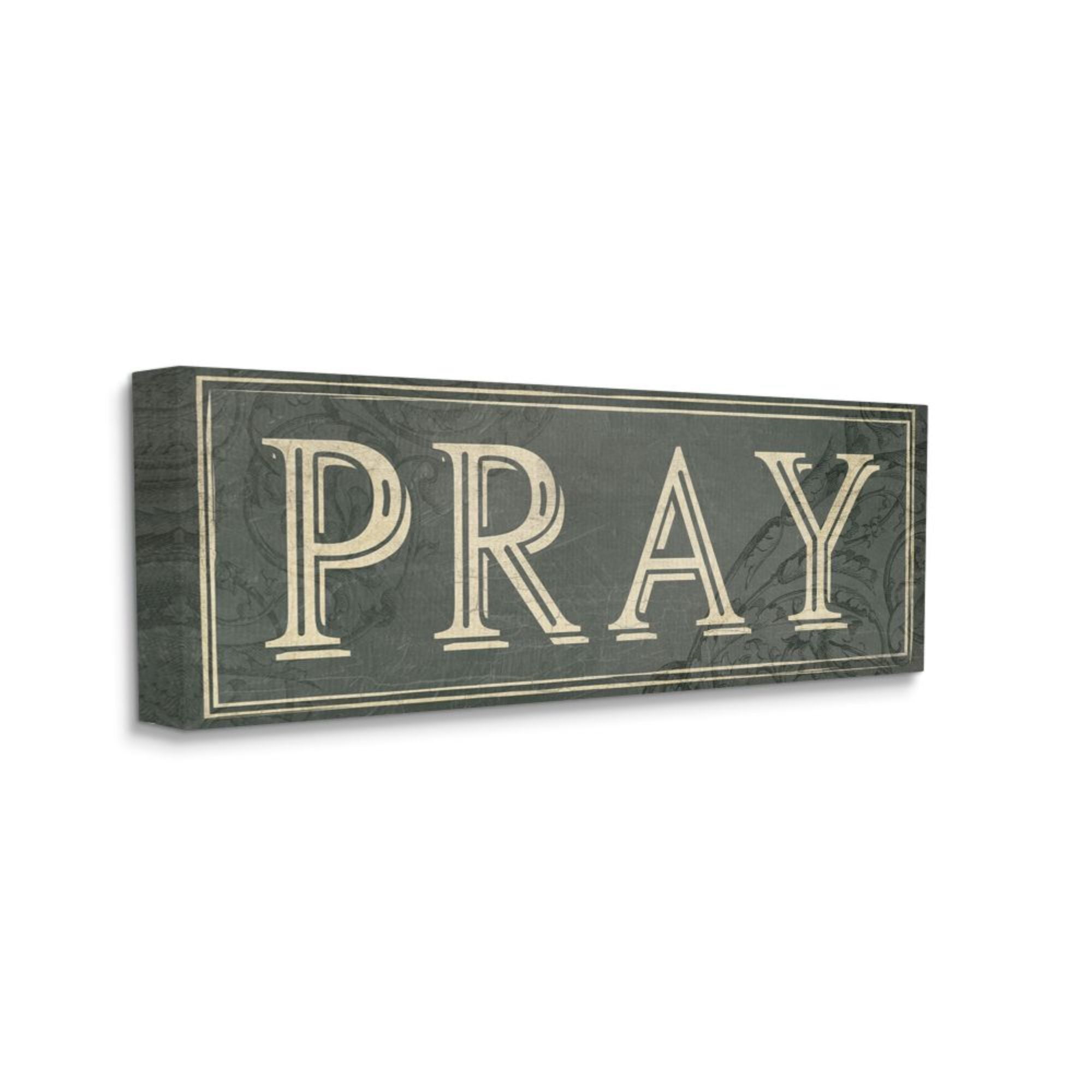 Stupell Industries Spiritual Pray Text Green Regal Vine Detailing Design by Milli Villa, 20" x 48"