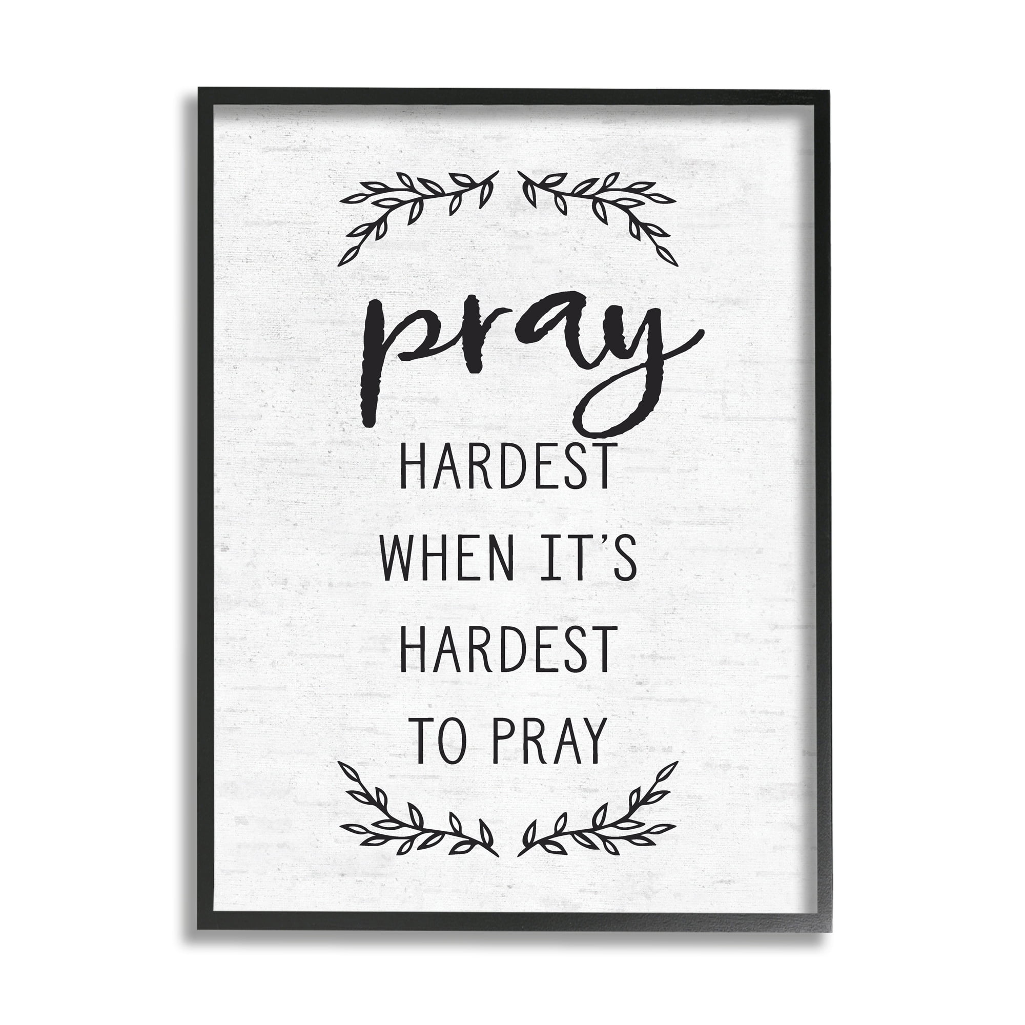 Stupell Industries Spiritual Prayer Uplifting Religious Quote Rustic Botanicals Graphic Art Black Framed Art Print Wall Art, Design by Lettered and Lined