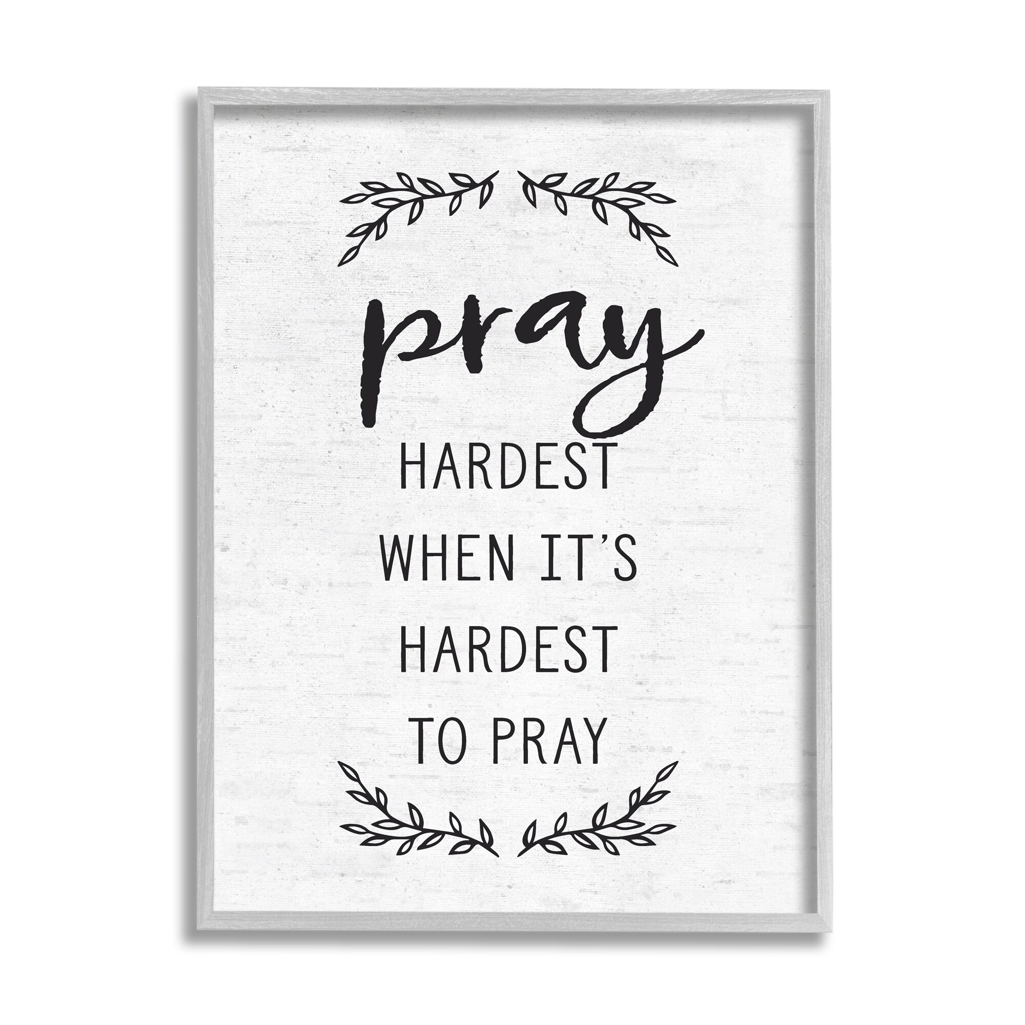 Stupell Industries Spiritual Prayer Uplifting Religious Quote Rustic Botanicals Graphic Art Gray Framed Art Print Wall Art, Design by Lettered and Lined