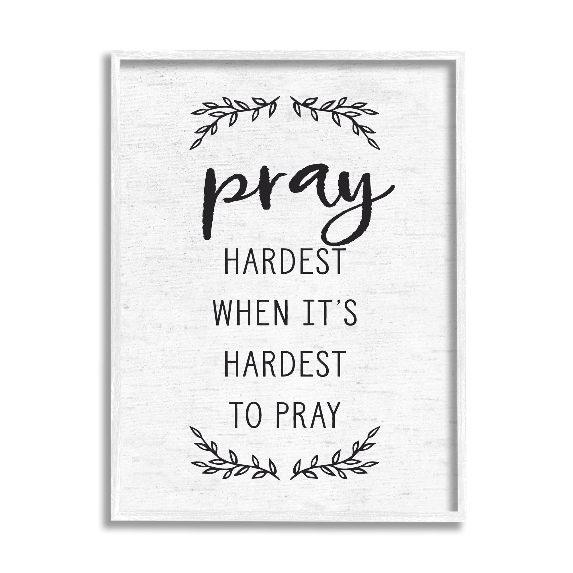 Stupell Industries Spiritual Prayer Uplifting Religious Quote Rustic Botanicals Graphic Art White Framed Art Print Wall Art, Design by Lettered and Lined