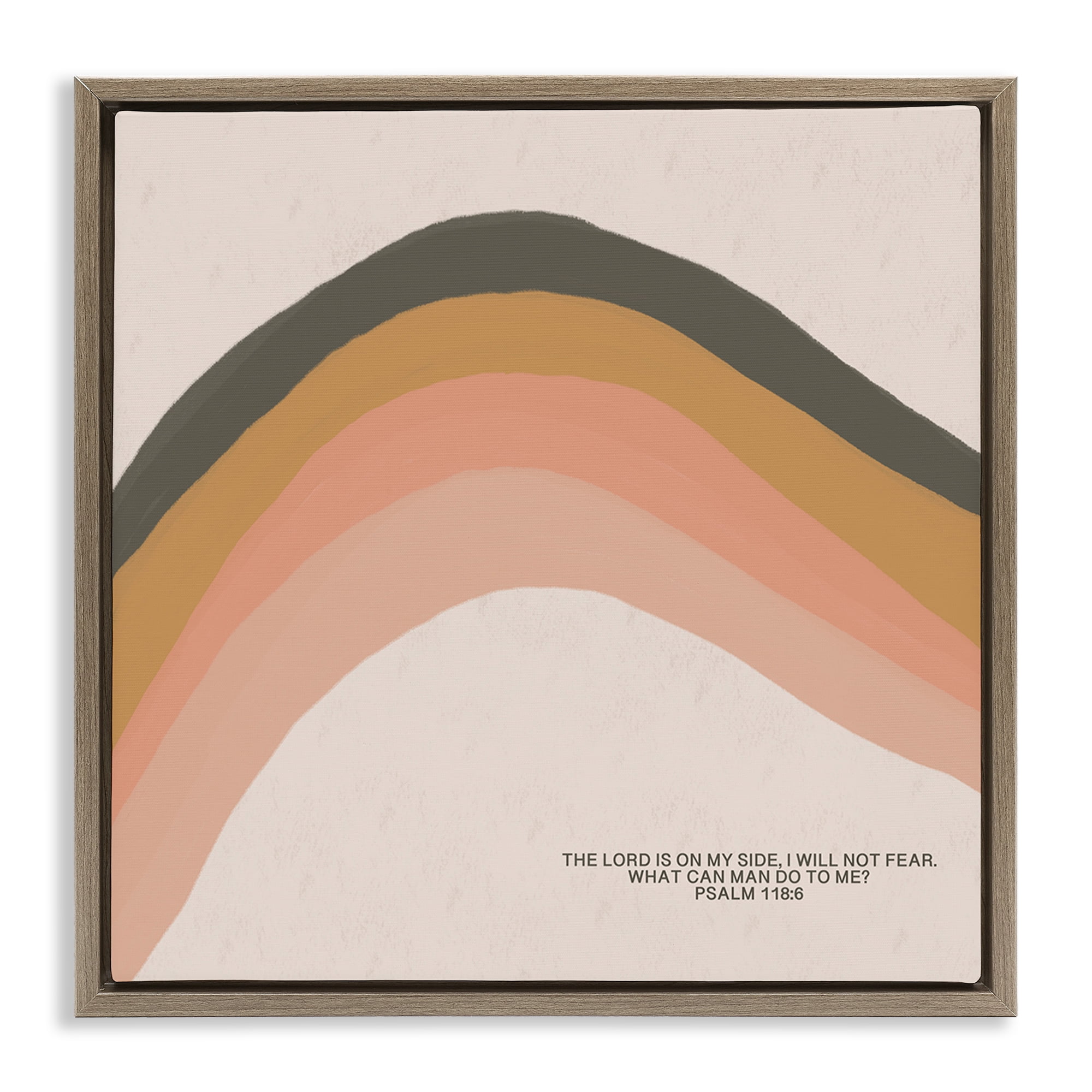 Stupell Industries Spiritual Psalm & Rainbow Religious Painting Brown Floater Framed Canvas Art Print Wall Art, 25 x 25