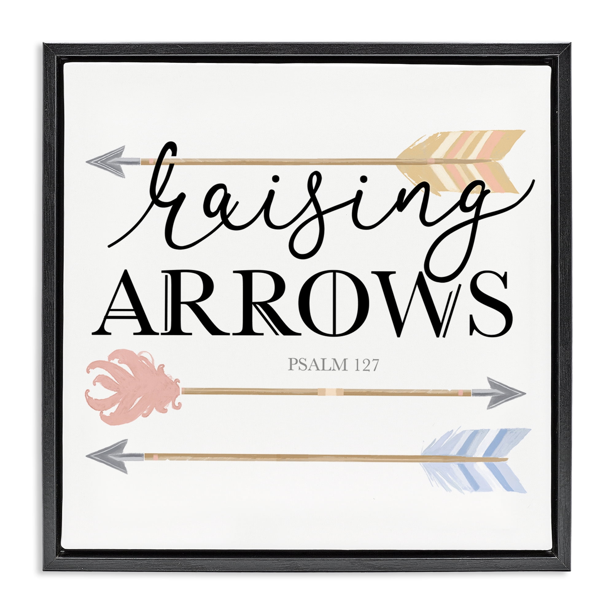 Stupell Industries Spiritual Raising Arrows Religious & Spiritual Painting Black Floater Framed Canvas Art Print Wall Art, 18 x 18