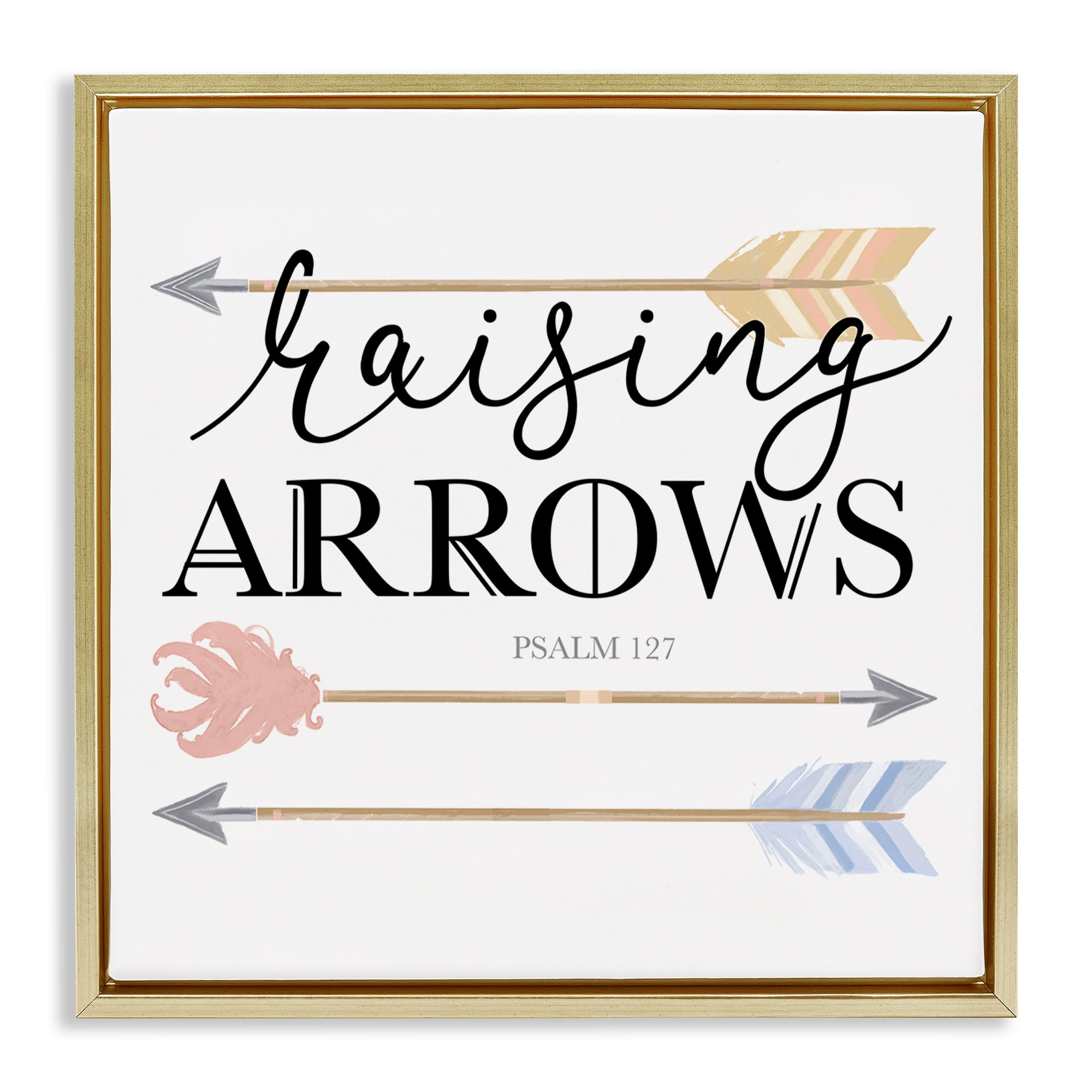 Stupell Industries Spiritual Raising Arrows Religious & Spiritual Painting Gold Floater Framed Canvas Art Print Wall Art, 25 x 25