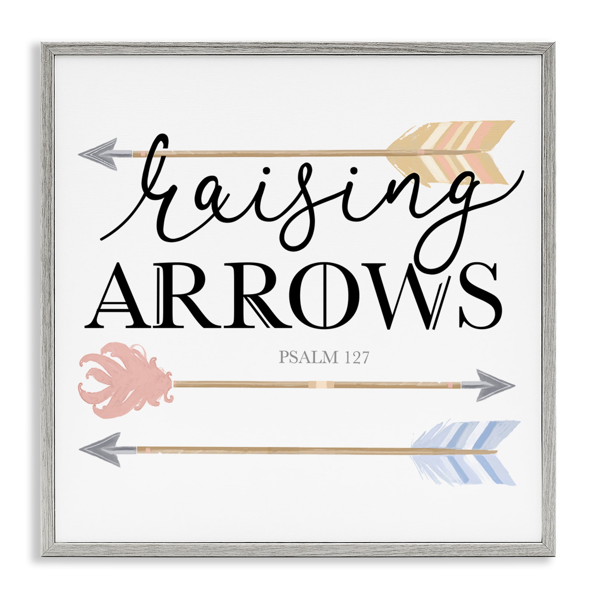 Stupell Industries Spiritual Raising Arrows Religious & Spiritual Painting Gray Framed Art Print Wall Art, 17 x 17