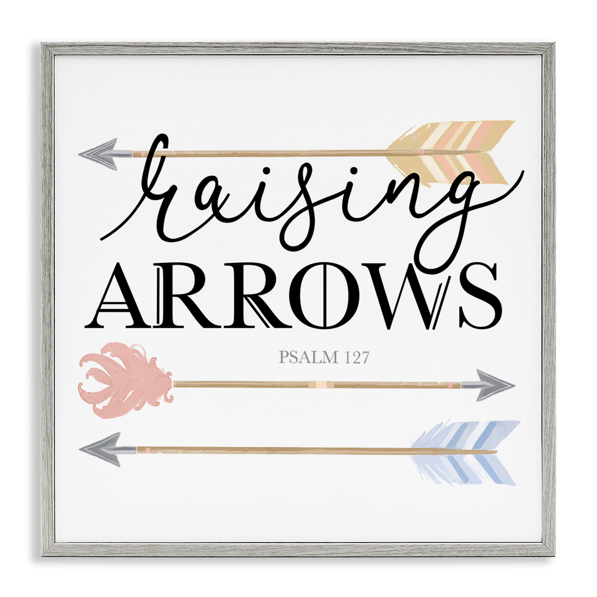 Stupell Industries Spiritual Raising Arrows Religious & Spiritual Painting Gray Framed Art Print Wall Art, 24 x 24
