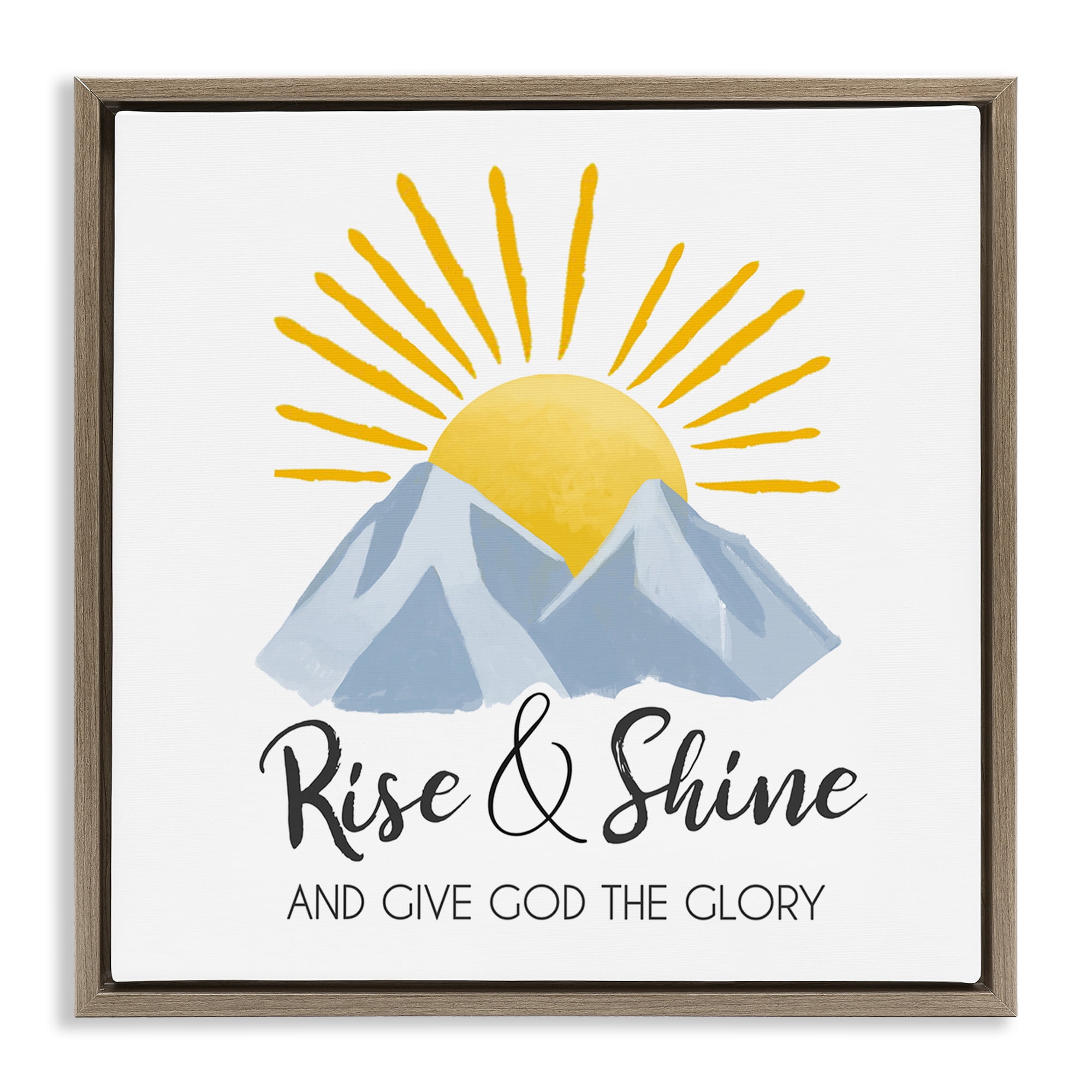 Stupell Industries Spiritual Rise & Shine Religious & Spiritual Painting Brown Floater Framed Canvas Art Print Wall Art, 18 x 18