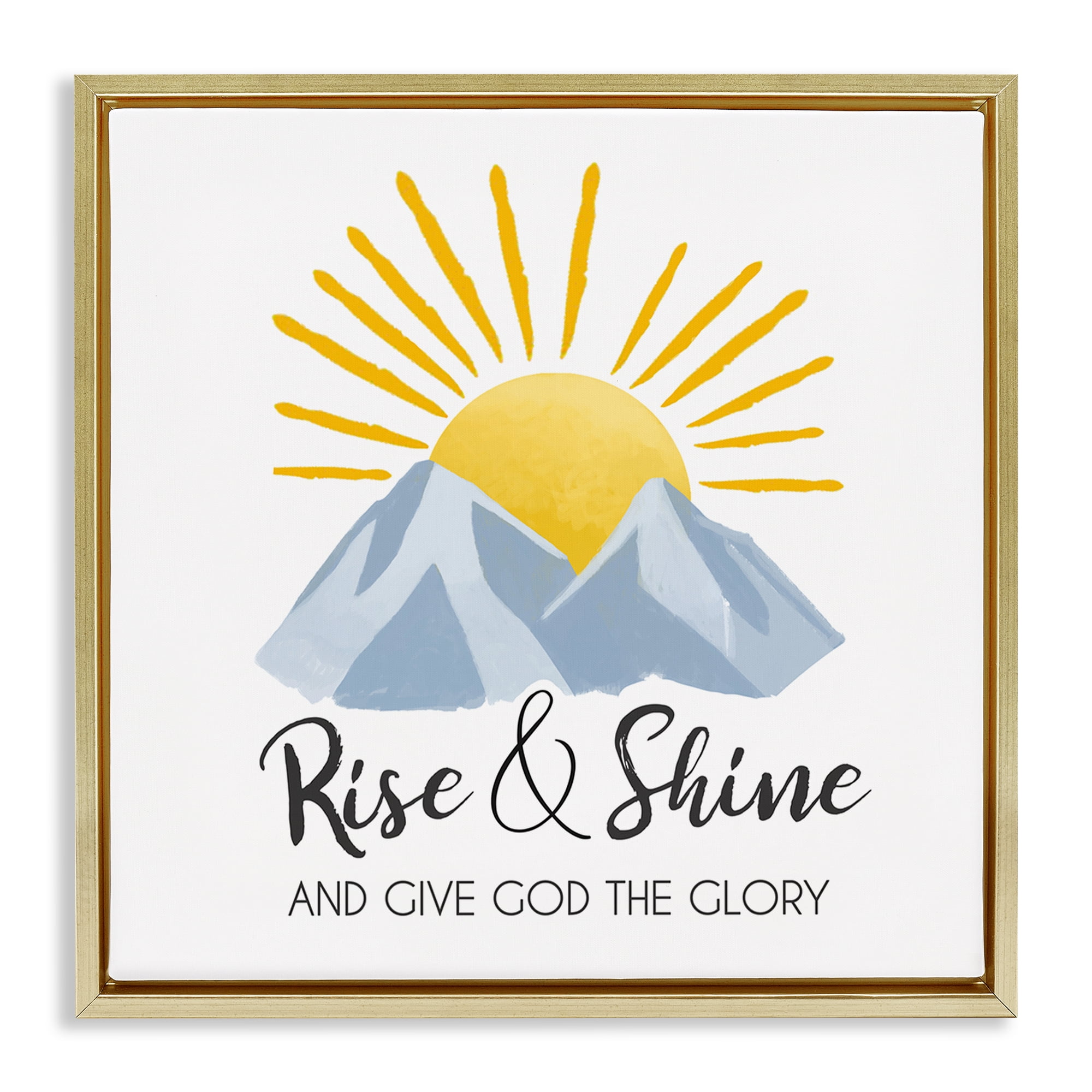 Stupell Industries Spiritual Rise & Shine Religious & Spiritual Painting Gold Floater Framed Canvas Art Print Wall Art, 18 x 18