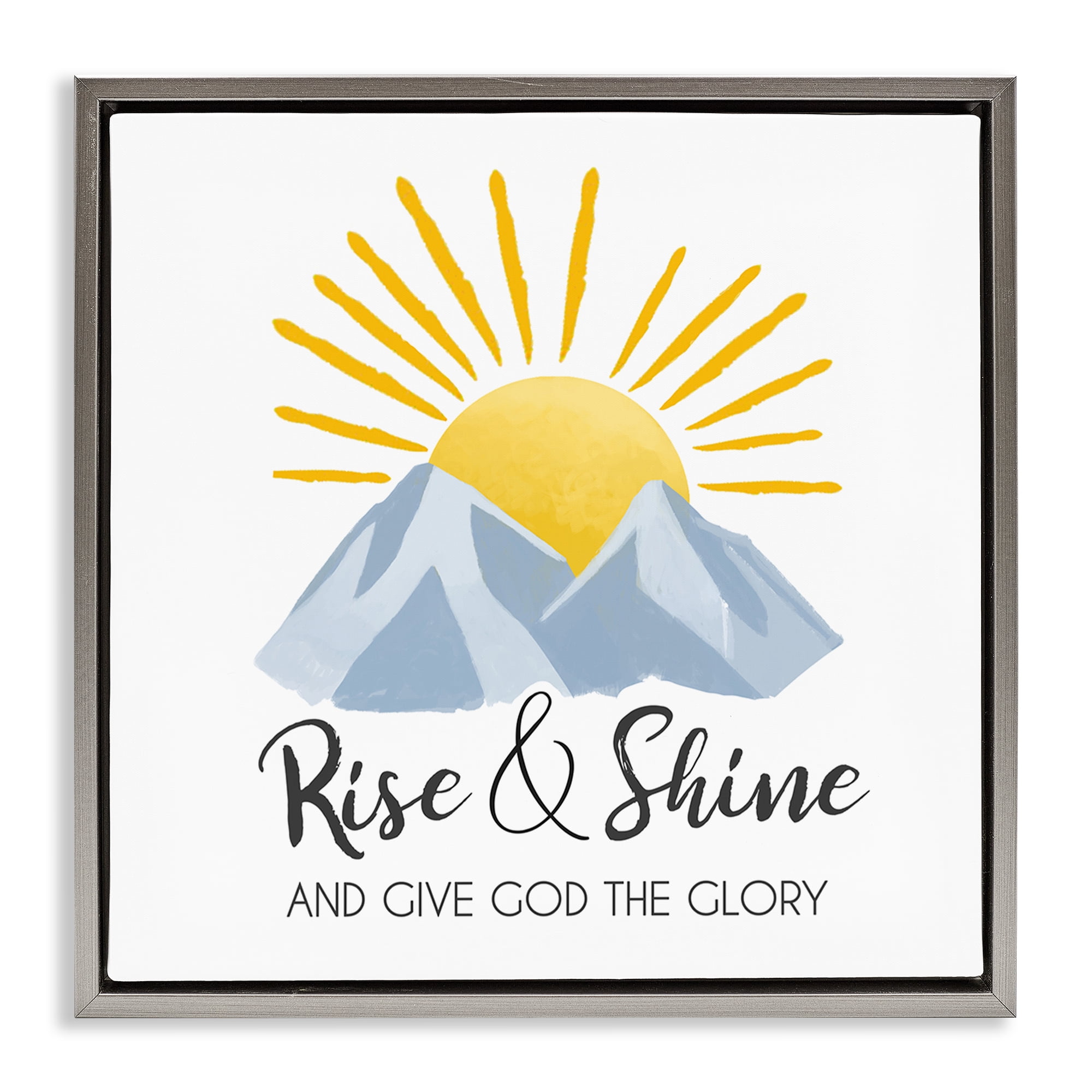Stupell Industries Spiritual Rise & Shine Religious & Spiritual Painting Gray Floater Framed Canvas Art Print Wall Art, 18 x 18