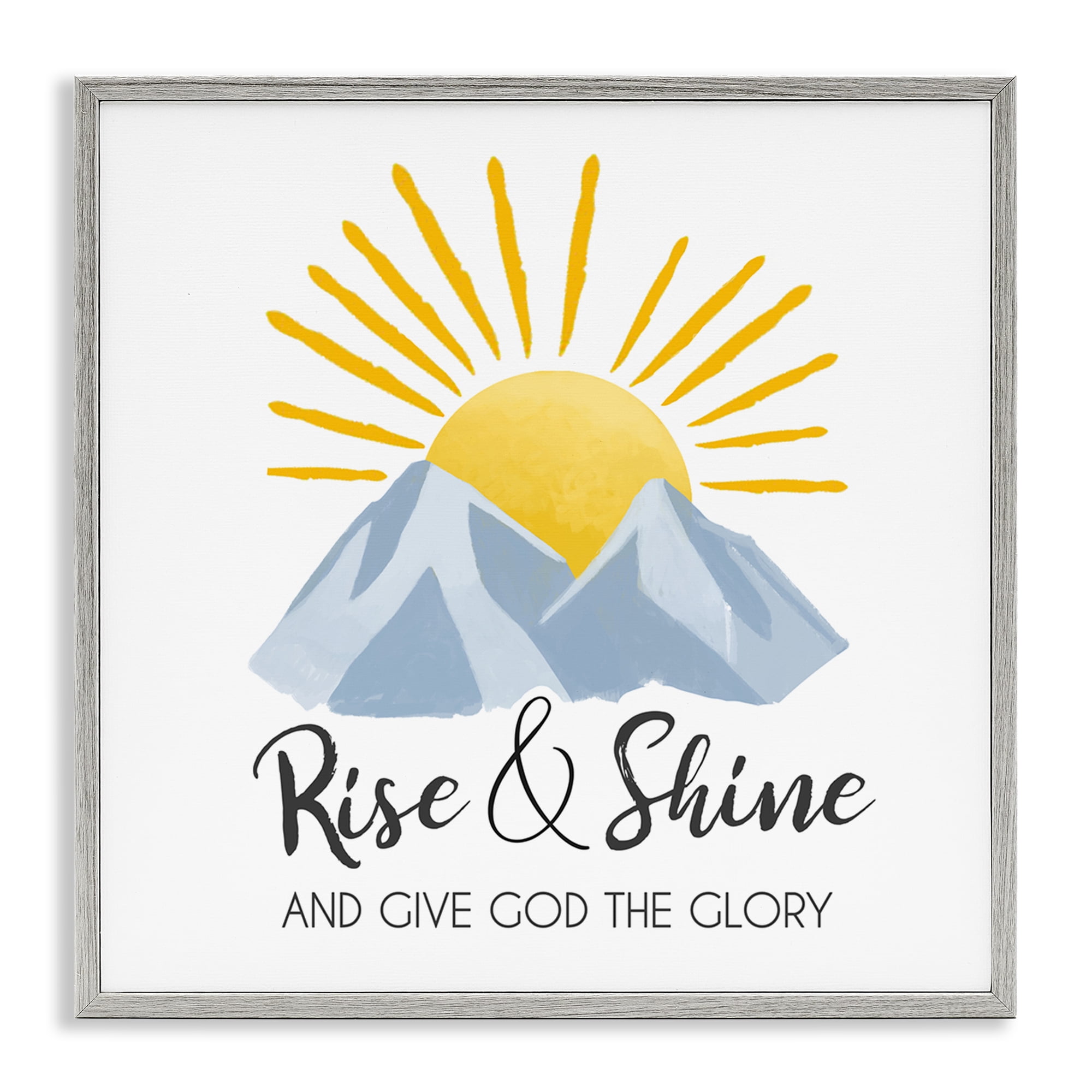 Stupell Industries Spiritual Rise & Shine Religious & Spiritual Painting Gray Framed Art Print Wall Art, 17 x 17