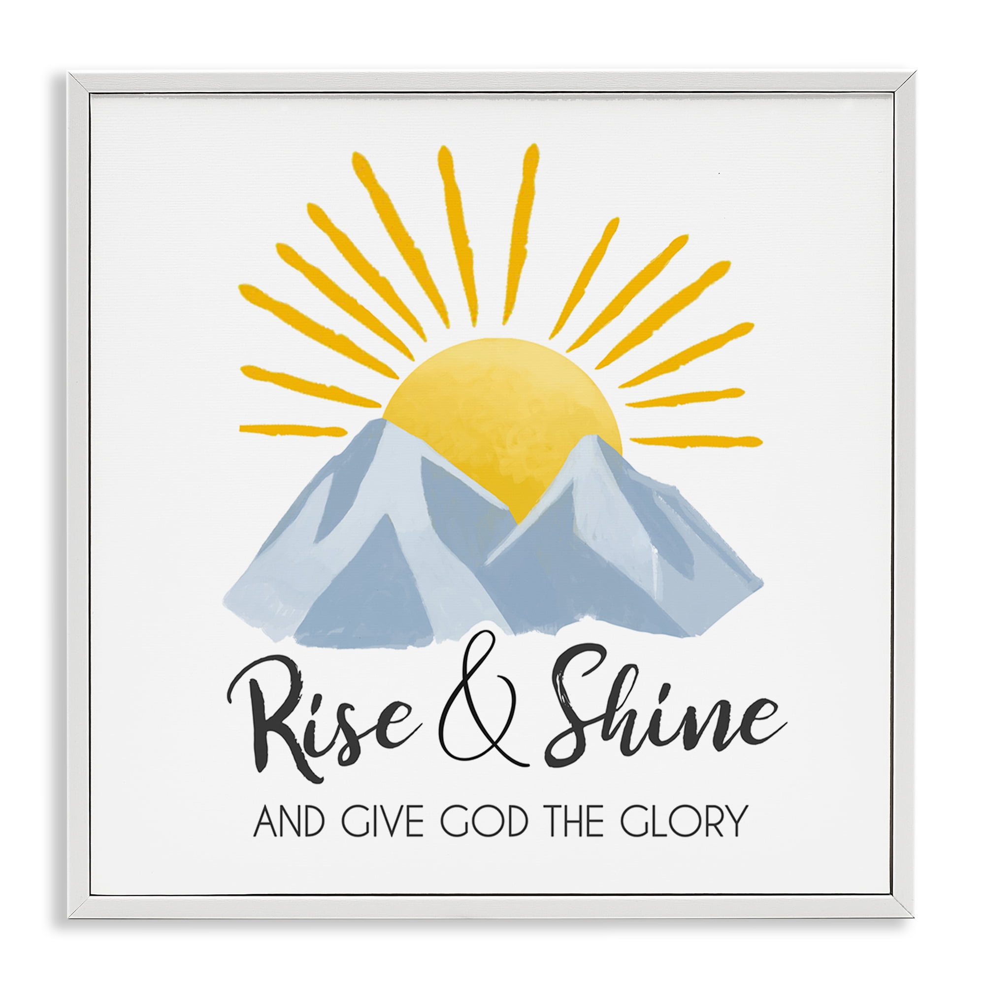 Stupell Industries Spiritual Rise & Shine Religious & Spiritual Painting White Framed Art Print Wall Art, 24 x 24