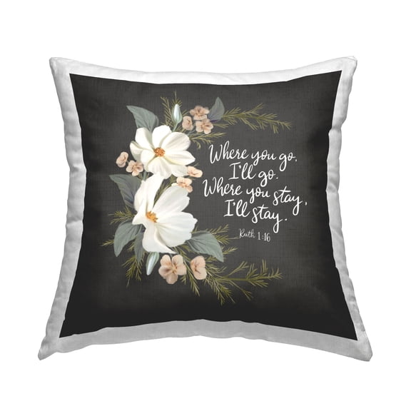 Stupell Industries Spiritual Scripture with Florals Decorative Printed Throw Pillow Design by House Fenway.