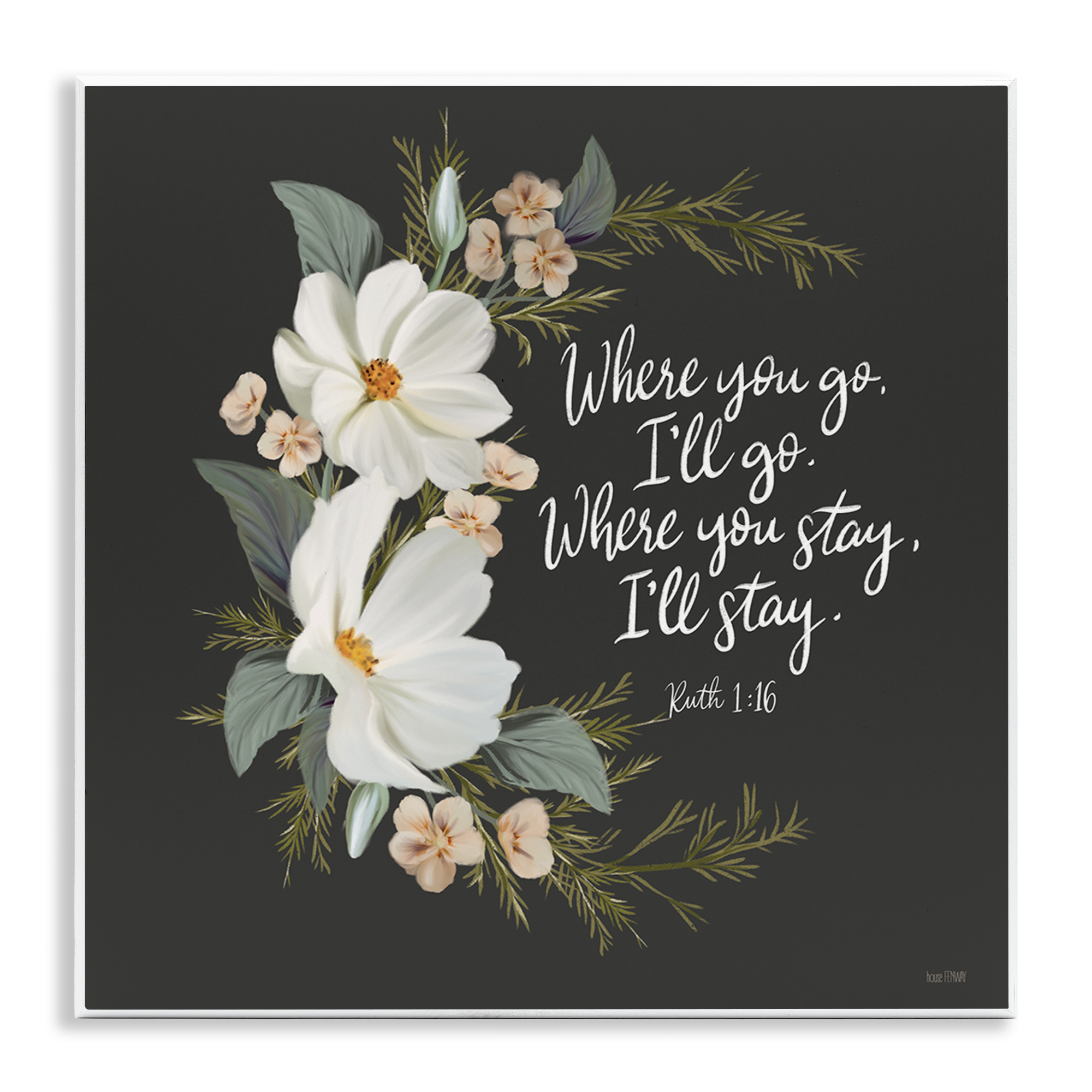 Stupell Industries Spiritual Scripture with Florals Plants & Flowers Painting Unframed Art Print Wall Art, 12 x 12