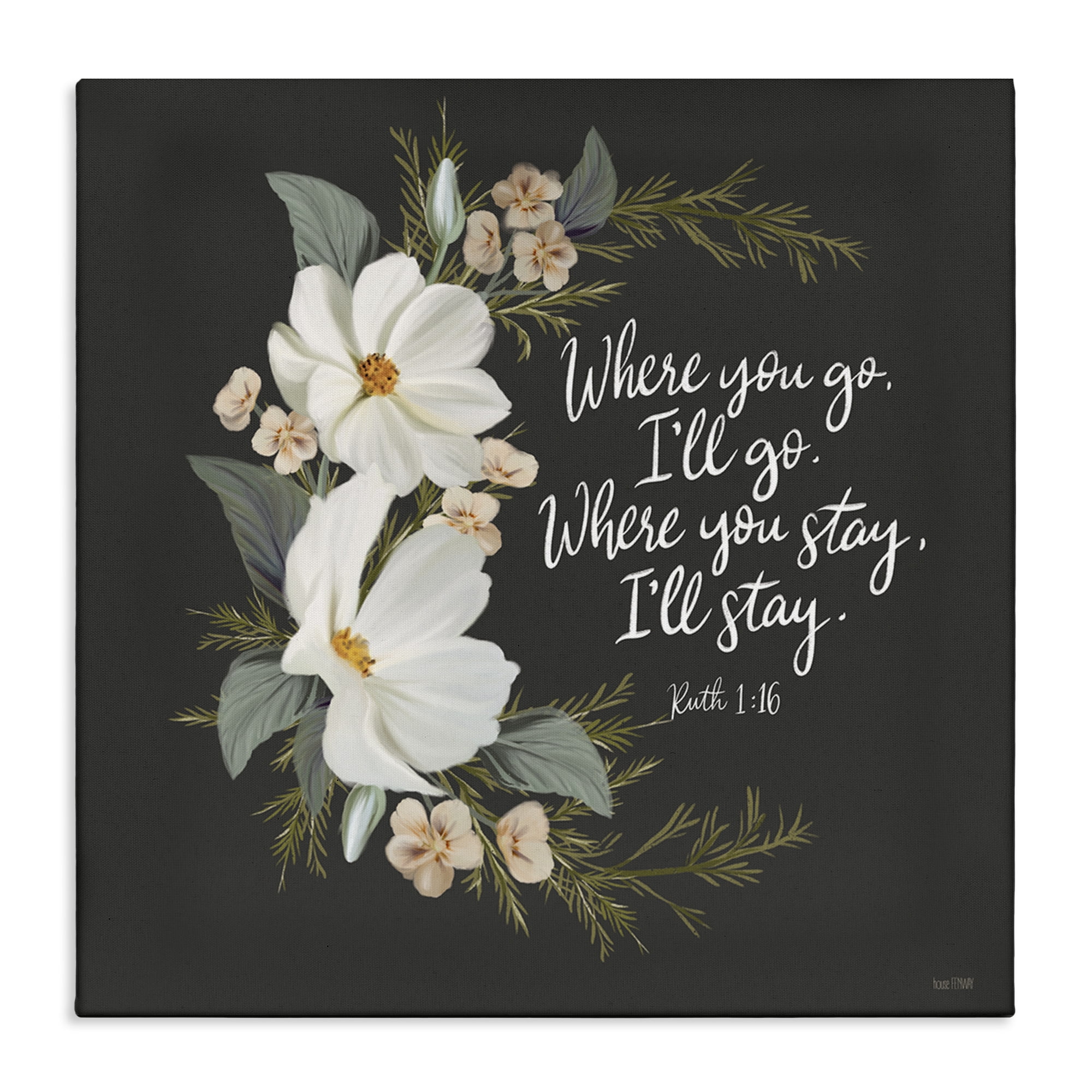 Stupell Industries Spiritual Scripture with Florals Plants & Flowers Painting Wrapped Canvas Art Print Wall Art, 30 x 30