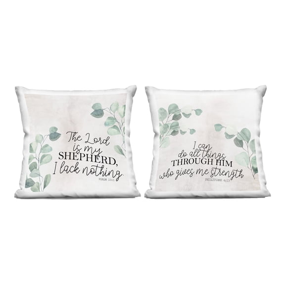 Stupell Industries Spiritual Scriptures with Eucalyptus 2 Piece Decorative Printed Throw Pillow Set, design by Kim Allen