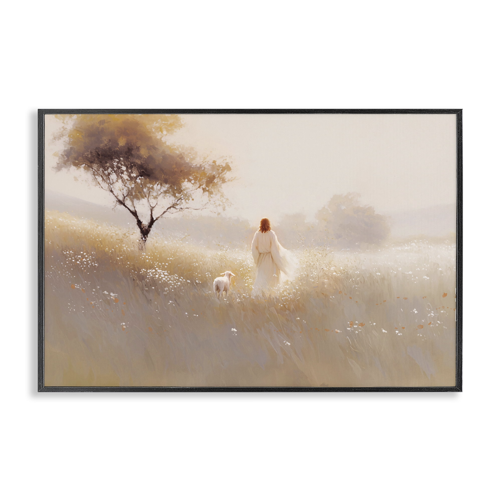 Stupell Industries Spiritual Shepherd & Lamb Black Framed Giclee Art, design by Jacky Ngan