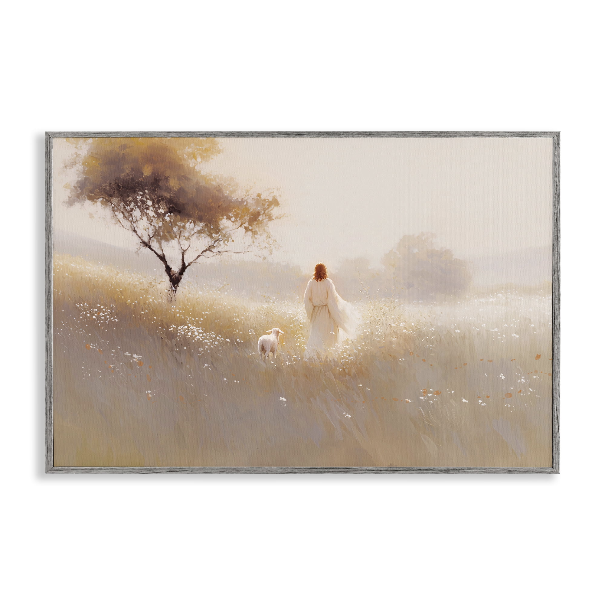 Stupell Industries Spiritual Shepherd & Lamb Gray Framed Giclee Art, design by Jacky Ngan