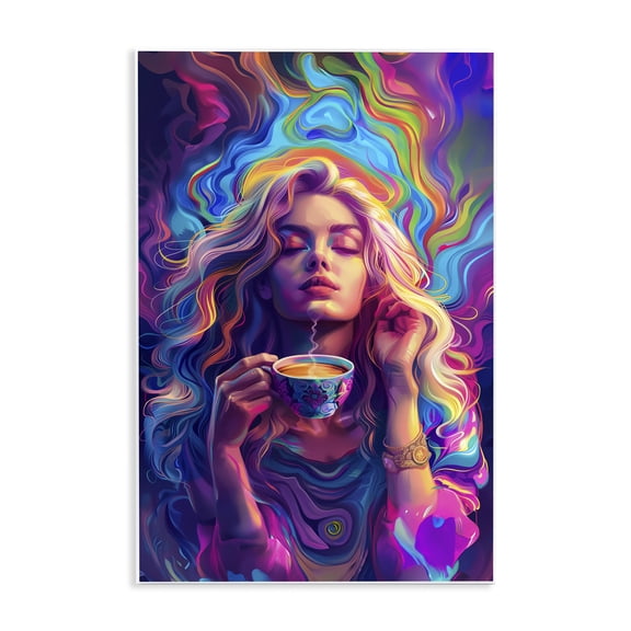 Stupell Industries Spiritual Woman Sipping Tea People Painting Unframed Art Print Wall Art, 13 x 19