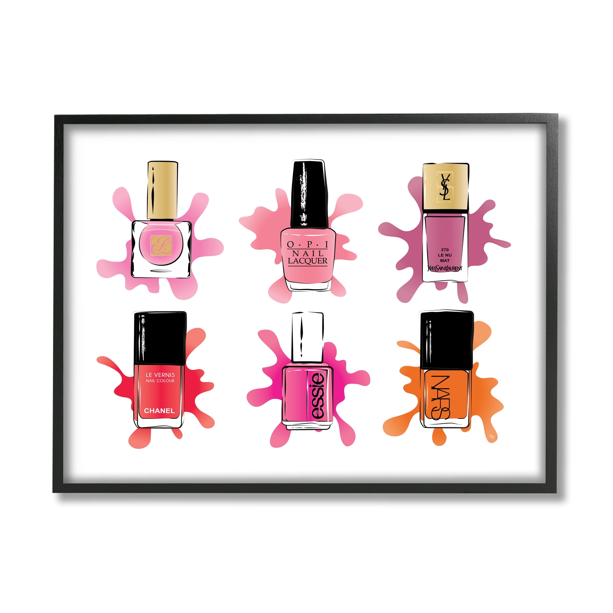 Stupell Industries Splash Nail Polish Glam Pink Purple Orange, 16 x 20, Designed by Martina Pavlova