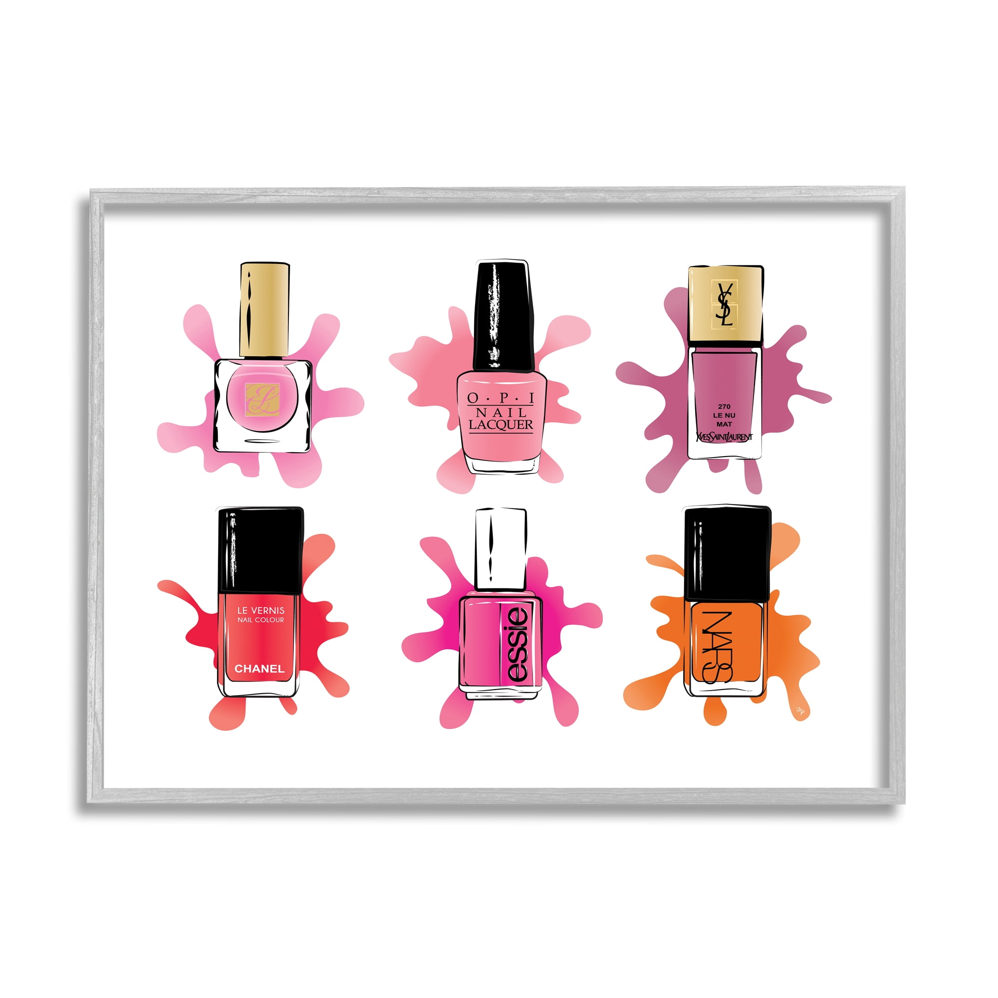 Stupell Industries Splash Nail Polish Glam Pink Purple Orange, 24 x 30, Designed by Martina Pavlova