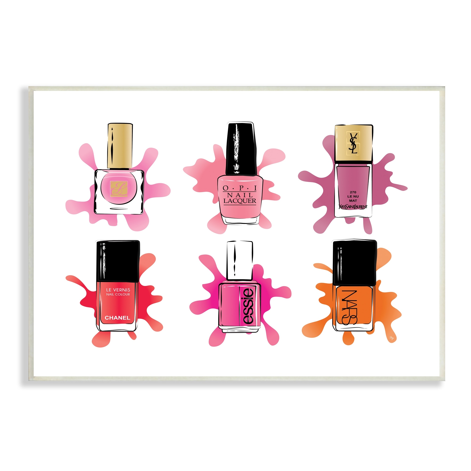 Stupell Industries Splash Paint Nail Polish Glam Pink Purple Orange Novelty Painting Unframed Art Print Wall Art, 13 x 19, Design by Martina Pavlova
