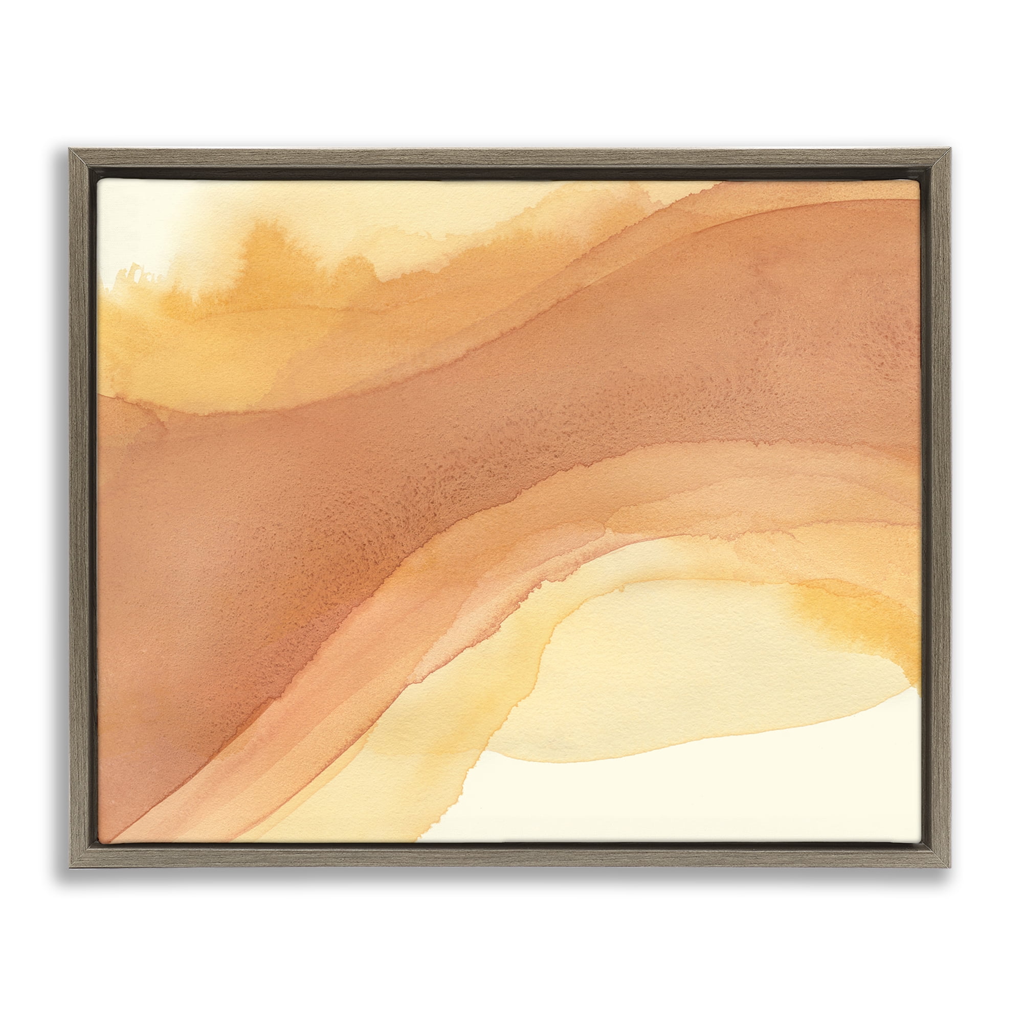 Stupell Industries Splashed Orange Movement Abstract Painting Brown Floater Framed Canvas Art Print Wall Art, 21 x 17