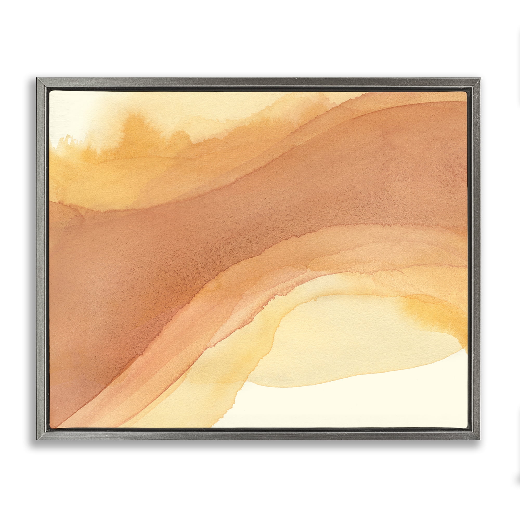 Stupell Industries Splashed Orange Movement Abstract Painting Gray Floater Framed Canvas Art Print Wall Art, 31 x 25