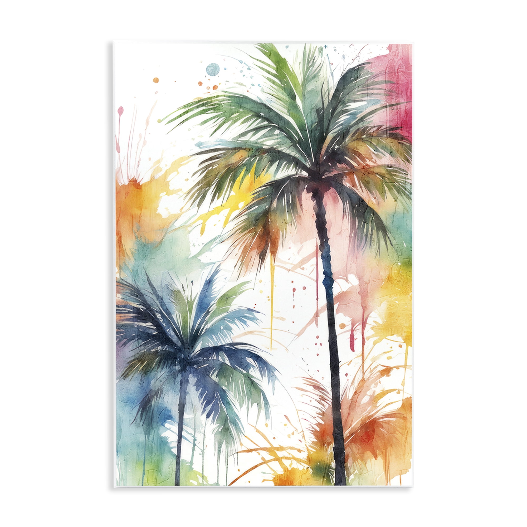 Stupell Industries Splashed Palm Trees Botanical & Floral Painting Unframed Art Print Wall Art, 13 x 19