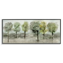 Stupell Industries Splashed Watercolor Trees Landscape & Nature Painting Black Framed Art Print Wall Art, 24 x 10