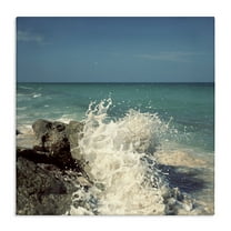 Stupell Industries Splashing Beach Spray Coastal Photography Gallery Wrapped Canvas Art Print Wall Art, 17 x 17