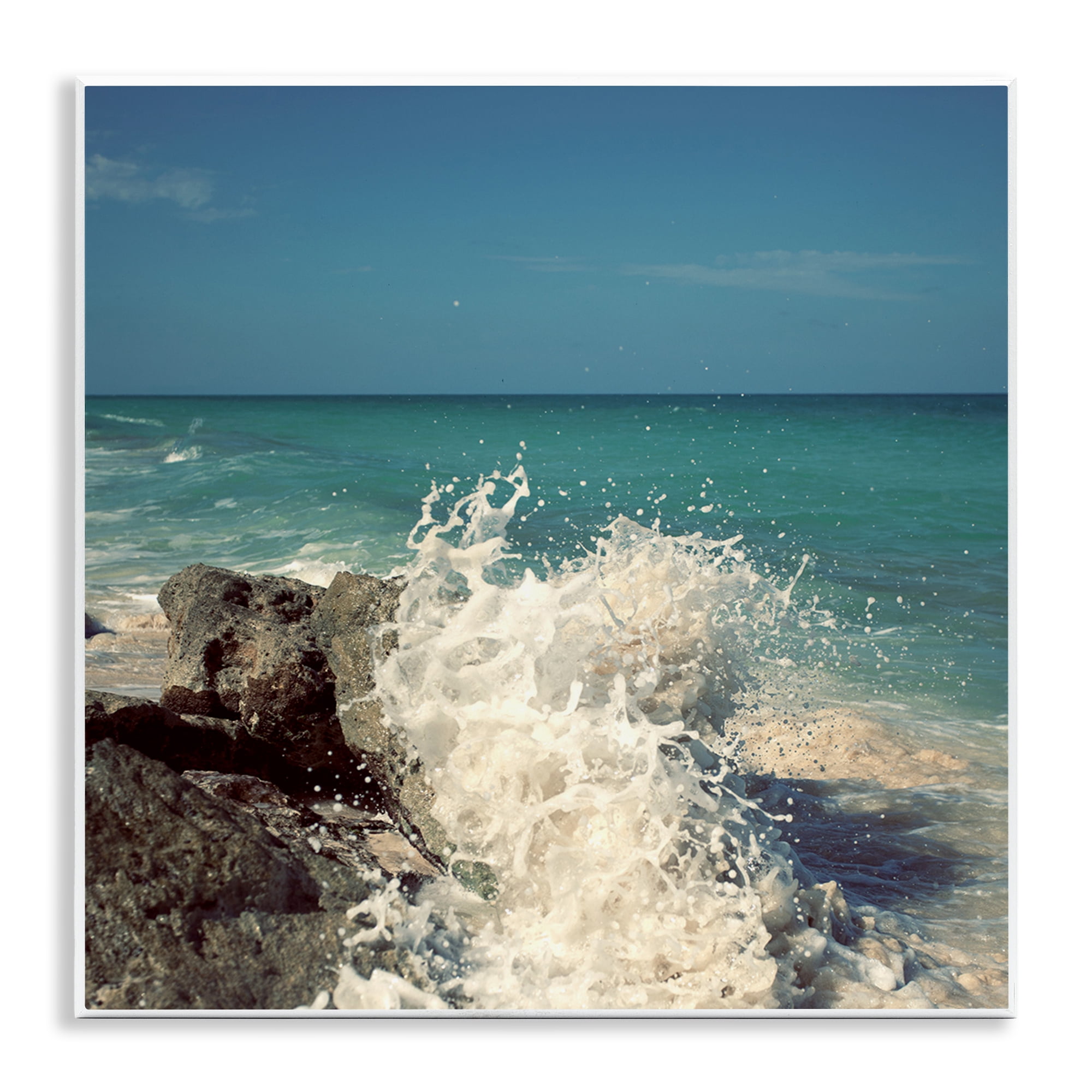 Stupell Industries Splashing Beach Spray Coastal Photography Unframed Art Print Wall Art, 12 x 12