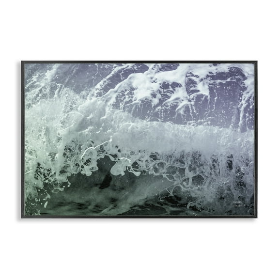 Stupell Industries Splashing Blue Waves Landscape Photography Black Framed Art Print Wall Art, 18 x 12