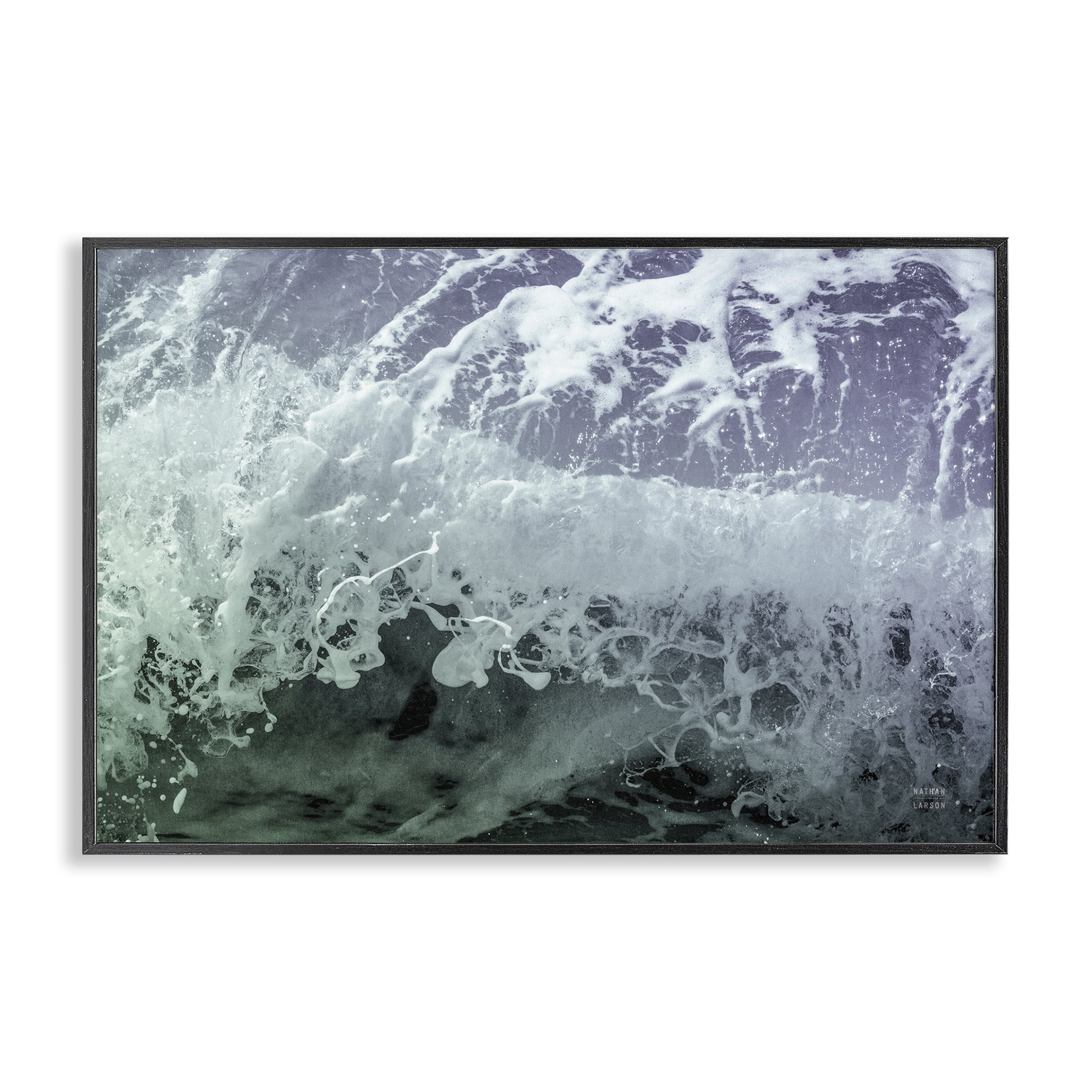 Stupell Industries Splashing Blue Waves Landscape Photography Black Framed Art Print Wall Art, 30 x 20