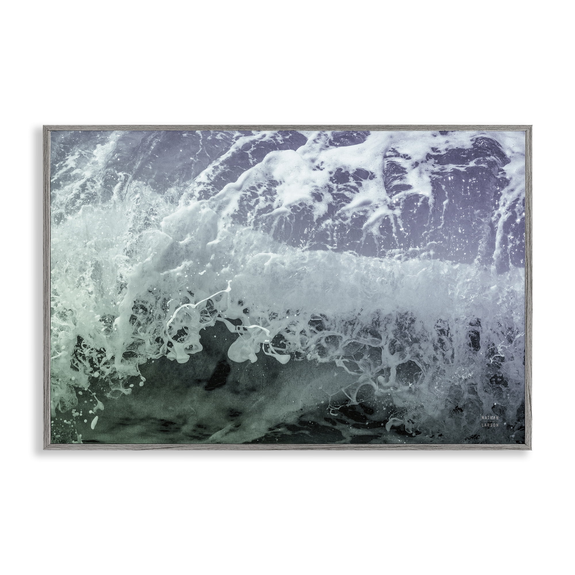 Stupell Industries Splashing Blue Waves Landscape Photography Gray Framed Art Print Wall Art, 30 x 20