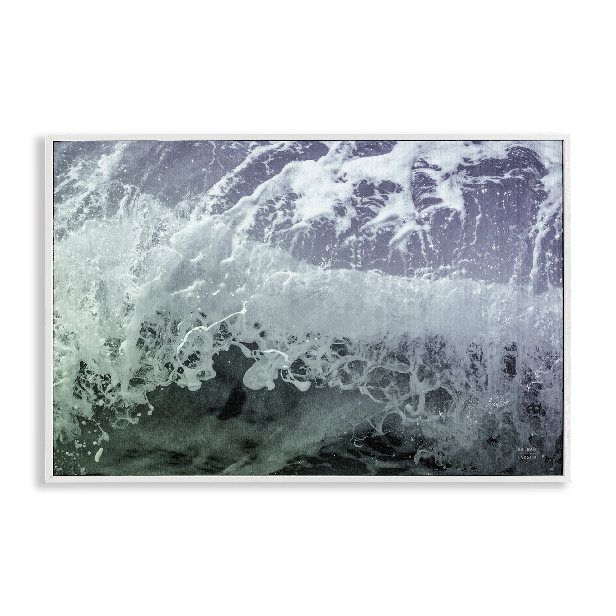 Stupell Industries Splashing Blue Waves Landscape Photography White Framed Art Print Wall Art, 30 x 20