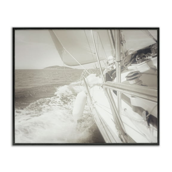 Stupell Industries Splashing Boat Bow Transportation Photography Black Framed Art Print Wall Art, 14 x 11