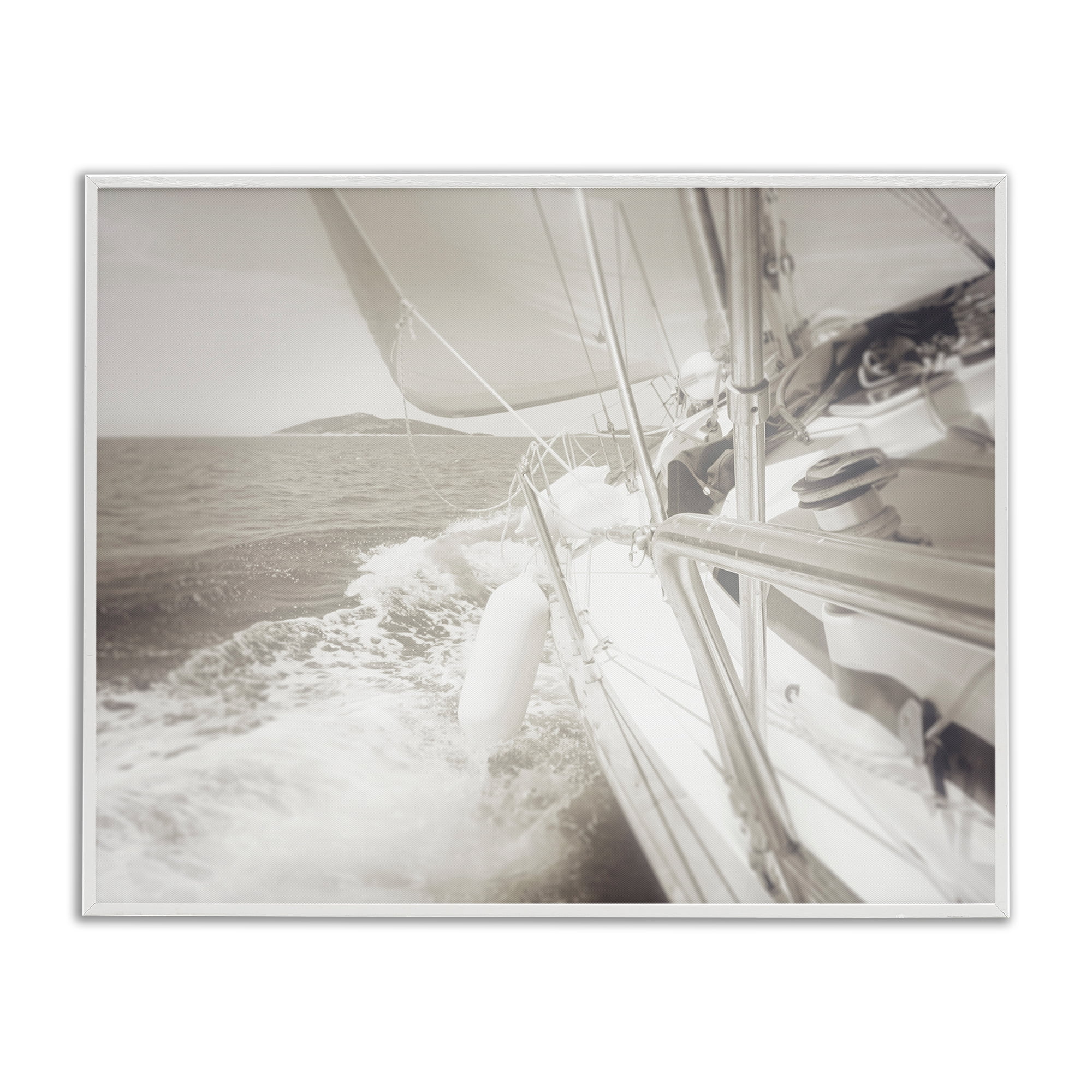 Stupell Industries Splashing Boat Bow Transportation Photography White Framed Art Print Wall Art, 30 x 24