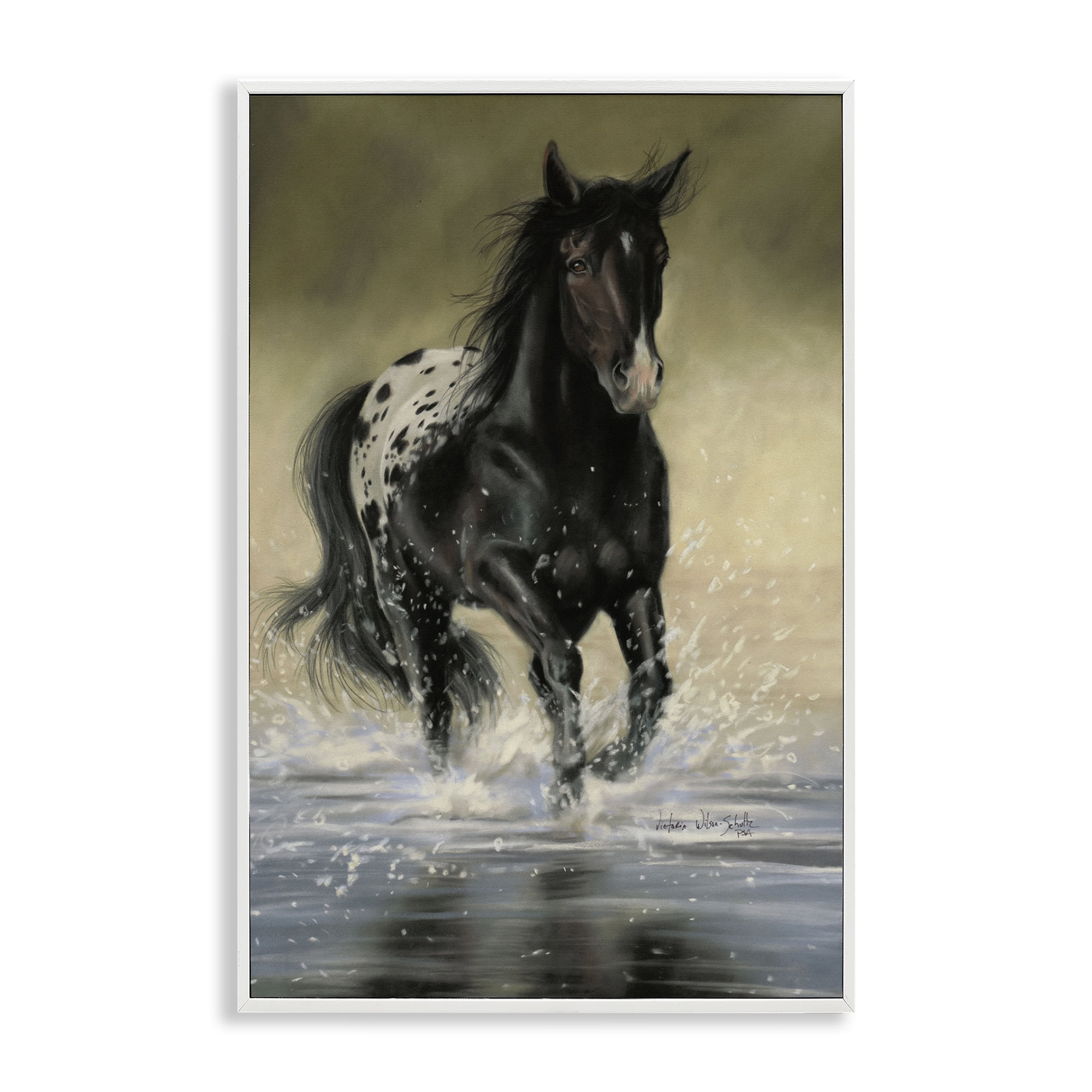 Stupell Industries Splashing Galloping Horse Animals & Insects Painting White Framed Art Print Wall Art, 16 x 24