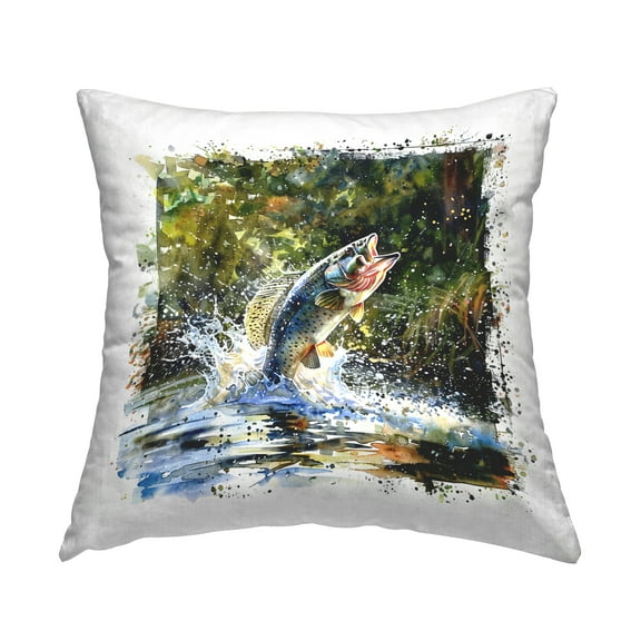 Stupell Industries Splashing Lake Bass Decorative Printed Throw Pillow Design by LSR Design Studio.