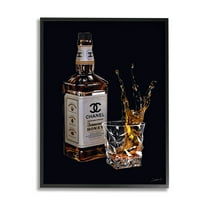 Stupell Industries Splashing Liqueur Glam Whiskey Bottle Graphic Art Black Framed Art Print Wall Art, Design by Ziwei Li