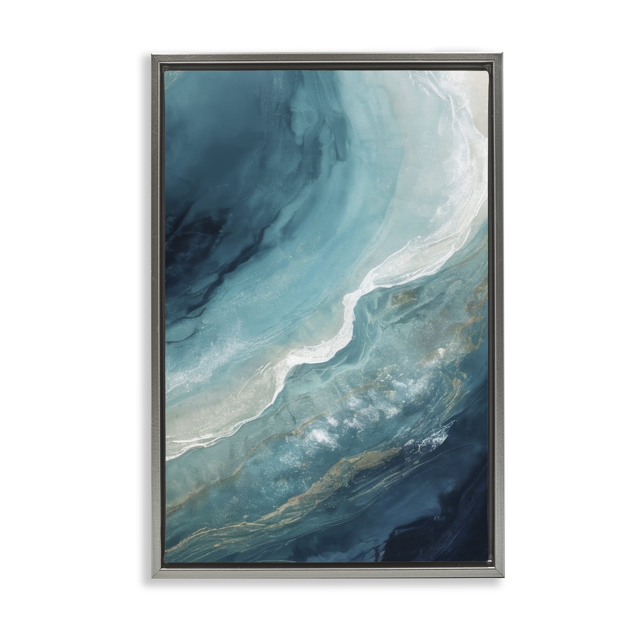 Stupell Industries Splashing Marine Currents Coastal Painting Gray Floater Framed Canvas Art Print Wall Art, 21 x 31