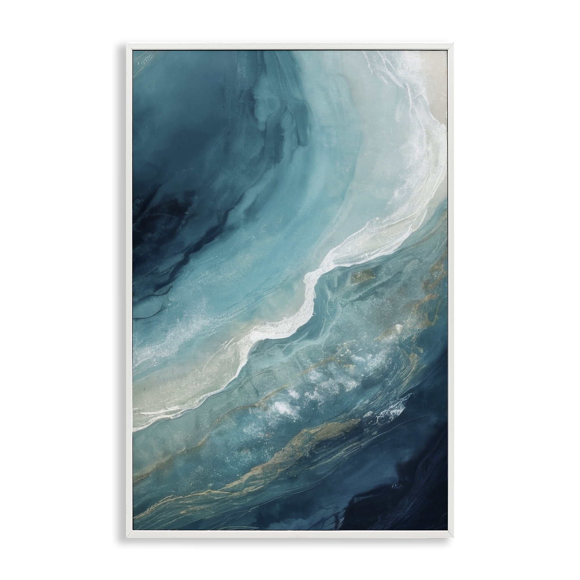 Stupell Industries Splashing Marine Currents Coastal Painting White Framed Art Print Wall Art, 12 x 18