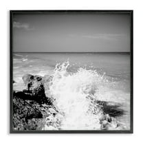 Stupell Industries Splashing Rough Waters Coastal Photography Black Framed Art Print Wall Art, 12 x 12