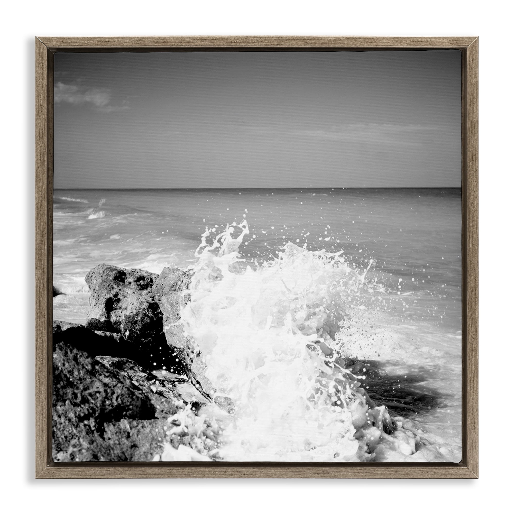 Stupell Industries Splashing Rough Waters Coastal Photography Brown ...