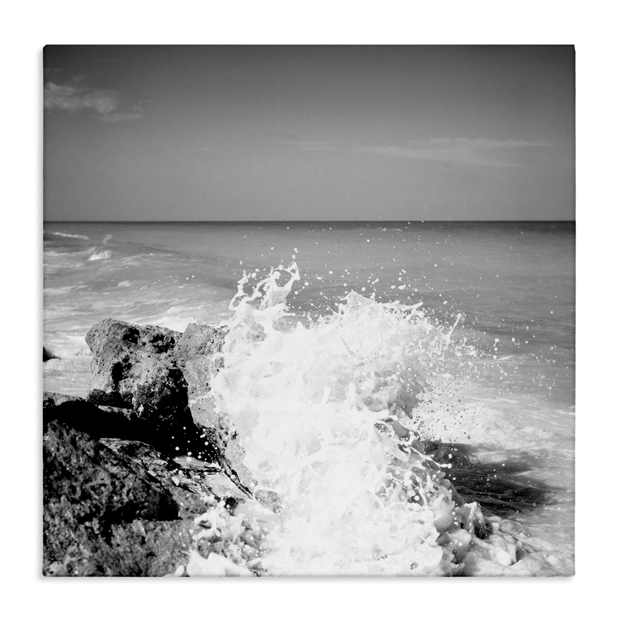 Stupell Industries Splashing Rough Waters Coastal Photography Gallery Wrapped Canvas Art Print Wall Art, 30 x 30