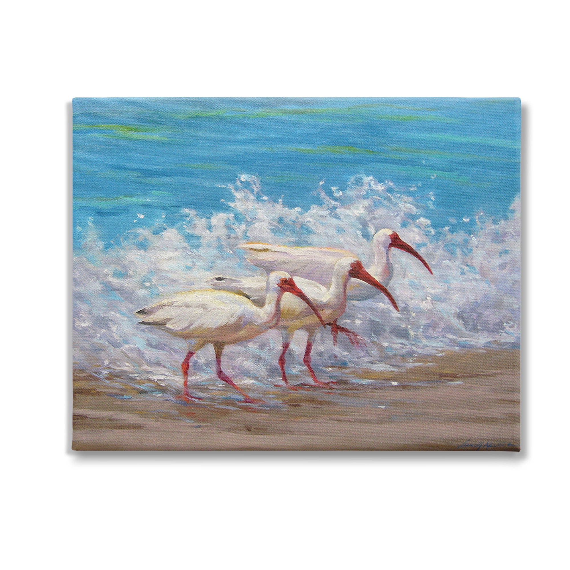 Stupell Industries Splashing Sea Birds Animals & Insects Painting Gallery Wrapped Canvas Art Print Wall Art, 30 x 24